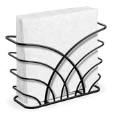 LEVIMETREE napkin holder on table with black iron finish, upright for tidy napkin stacks