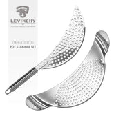 LEVINCHY pot strainer set in stainless steel for versatile draining.