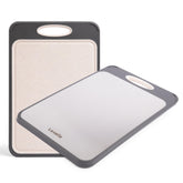 Lexelle stainless steel cutting board, double-sided top view, ideal for meat prep and clean lines