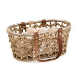 LGENHOOM Farmhouse seagrass egg basket closeup shows breathable weave protecting eggs