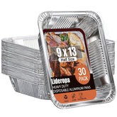 Lideropa 9x13 aluminum pans front view, sturdy for baking and meal prep.