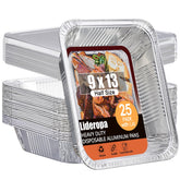 Lideropa 9x13 disposable pan with lid, ideal for meal prep and serving.
