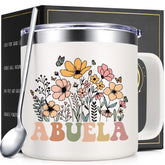 Lifecapido Abuela cream mug close-up with ergonomic handle for hot beverages.