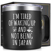 Lifecapido Japanese Gits 14oz mug with lid for on the go hot coffee