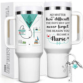 Lifecapido 40oz nurse tumbler with handle for on-the-go hydration