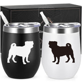Lifecapido pug gifts wine tumbler black and white pattern for dog lovers on the go