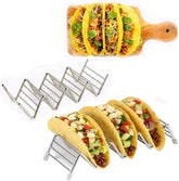 LifeEase taco holder stand in stainless steel keeps tacos upright for tidy meals.
