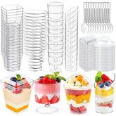 LifeIdeas 380-pack mini dessert cups with spoons and lids ideal for party desserts.