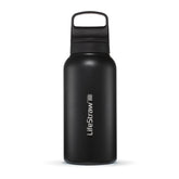 LifeStraw Go Series insulated bottle Nordic Noir with cooling capability on display