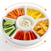Lifewit 360° rotating divided tray viewed from above for easy reach of snacks.