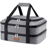 Lifewit double decker casserole carrier exterior in gray, built for secure transport.