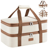 Lifewit expandable casserole carrier with top compartment for easy transport of hot dishes.