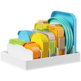 Lifewit lid organizer inside cabinet keeps lids neatly organized and accessible.