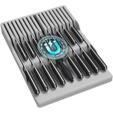 Lifewit magnetic drawer knife organizer top view keeps blades secure.