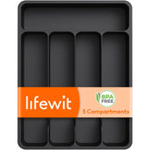 Lifewit silverware drawer organizer with five compartments for neat separation
