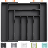 Lifewit silverware drawer organizer folded to 13 inches for compact storage.