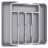 Lifewit silverware drawer organizer fully expanded showing organized utensils