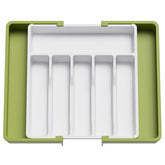 Lifewit Silverware Drawer Organizer with left panel extended for extra utensil storage