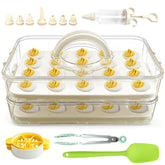 Lignumix deviled egg container with lid offers clear freshness view.