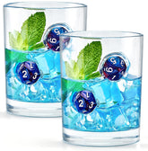 LIIGEMI whiskey glass with blue dice-embedded design enhances stylish tasting rituals.