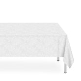 LIKAJON six pack white lace tablecloth folded for quick cleanup