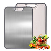 LILISPAI stainless steel cutting board front view for dual-surface prep