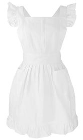 LilMents kids retro ruffle apron front view with pockets for easy prep