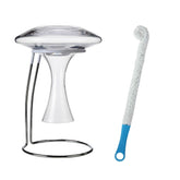Lily's Home decanter-drying-stand on countertop keeps decanters spotless.