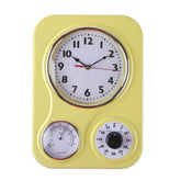 Lily's Home retro kitchen wall clock shows thermometer and timer for quick kitchen checks.