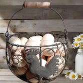 LINCOUNTRY chicken wire egg basket with handle for easy gathering.