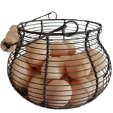 LINCOUNTRY farmhouse round wire egg basket with handle for easy egg gathering
