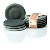 LINE+ARC Degrē XL coasters in Winter Salad protect surfaces from heat and moisture.