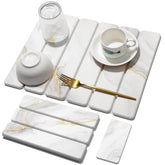 Linidcoud large stone drying mat in marble pattern for fast countertop drying of dishes
