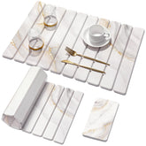 Linidcoud large stone drying mat with marble pattern for quick water absorption