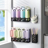Linidcoud magnetic water bottle organizer in fridge saves space and keeps bottles accessible.