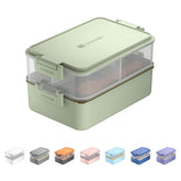 Linoroso stackable bento box top container with three compartments for organized meals on the go.