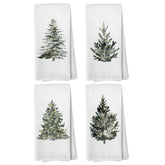 Liosei winter Christmas tree towel showcases festive green motif, ideal for kitchen drying and decor.