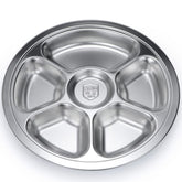 Litewoo stainless steel divided plate top view shows six compartments for organized meals.