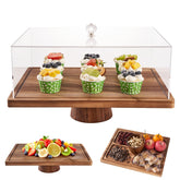 LiTY large cake stand 17-inch with acacia wood for stylish dessert display