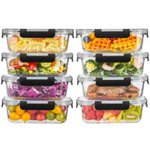 Liuruiyu 8-pack glass containers 36 oz each for family meals and meal prep