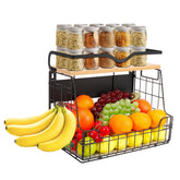 Livabber magnetic fridge organizer basket with wood shelf for tidy produce and drinks