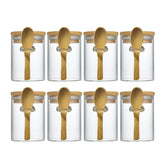 Livejun 7.6 oz airtight glass jar with bamboo lid for spice storage and easy access.