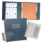 Liv'in Free recipe binder with sage-green cover keeps recipes neatly organized