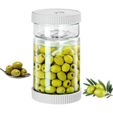 LIVSGNISTA 40oz glass pickle jar vent-up shows safe fermentation venting.