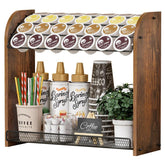 Lixple K Cup Holder in rustic brown, fully assembled for quick coffee access