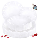 LIYH 24pc white plastic plates set for elegant, easy-cleanup party dining