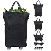 LKbeuuu reusable grocery bag on wheels folded for compact storage and quick trips.