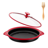 Lkicwah microwave grill pan with glass lid for even browning in a microwave.