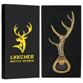 LKKCHER deer-antler bottle opener with bronze finish, sturdy and reliable.