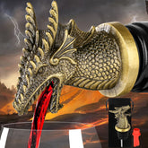 LKKCHER dragon head pourer with bronze finish enhances elegant wine service.